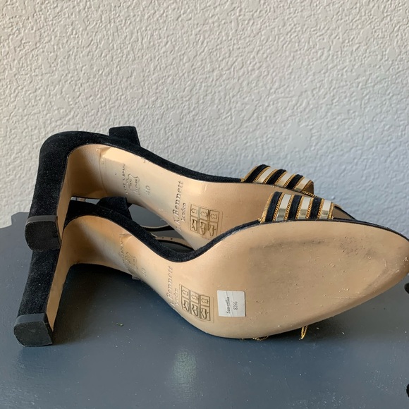 $58🔥New LKBENNETT black&gold sandals size 9.5US - Picture 4 of 5